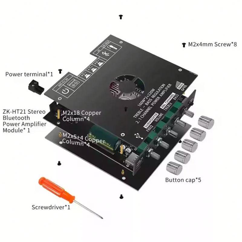 ZK-HT21 Digital Power Amplifier Board 2.1 Sound Channel TDA7498E Heavy High and Low Tones 2