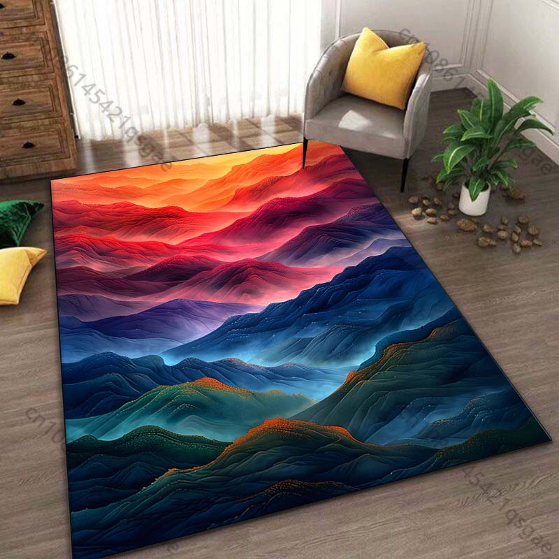 1PC Colorful Mountains Printed Carpet for Living Room Bedroom Bedside Bathroom Floor Mat Area Rugged Sofa Mat Home Decor