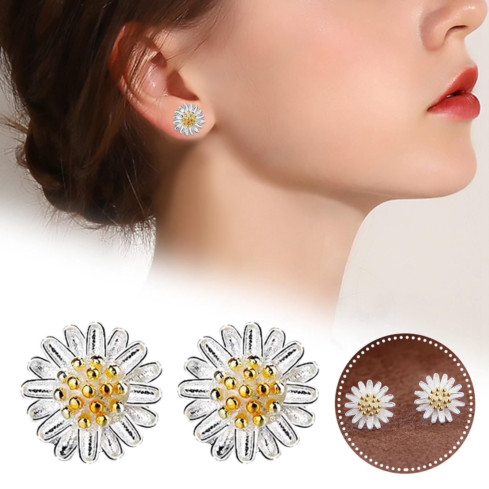Ladies  Fashion Personalized Flower Earrings 1 Pair One Size серебряный