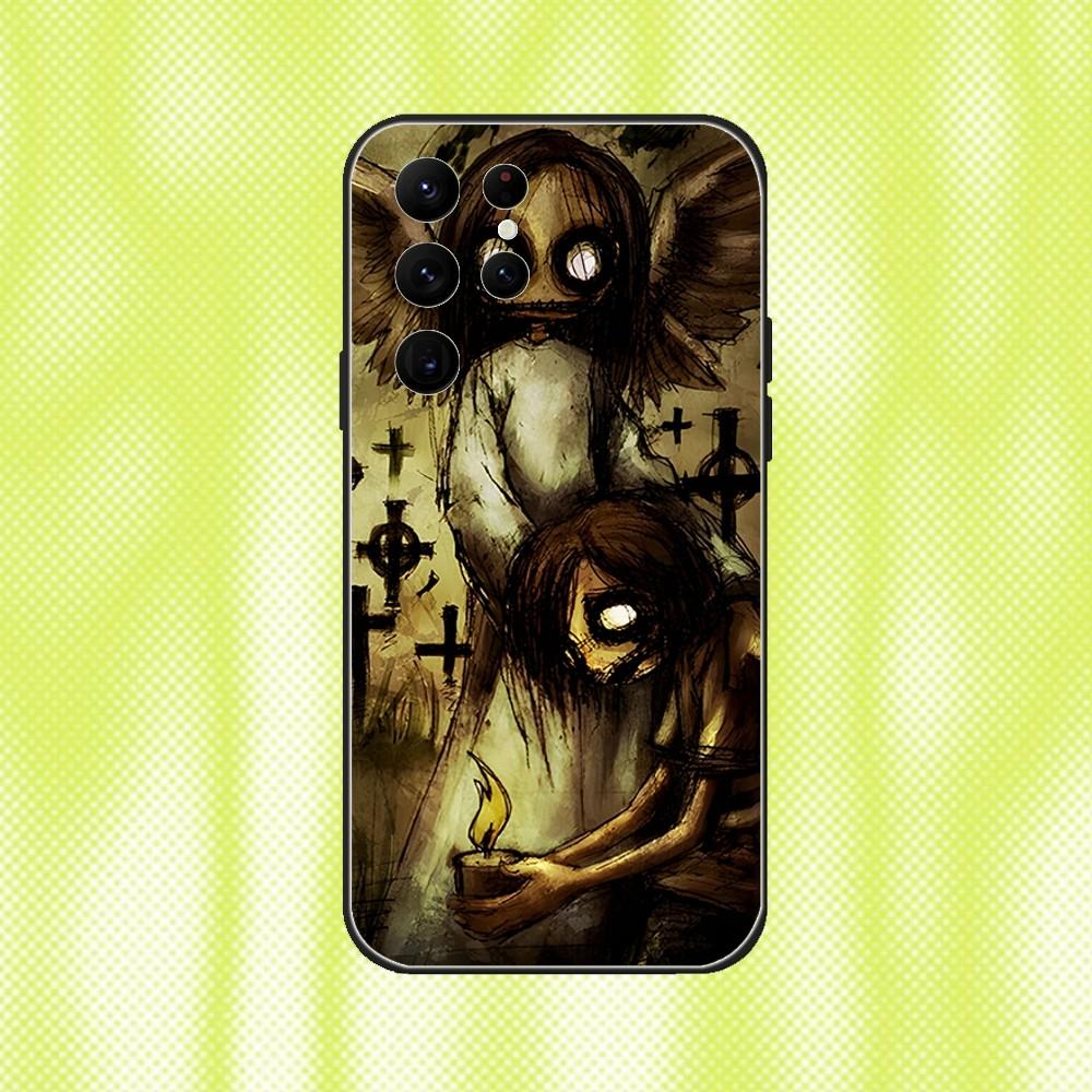Love Black And Cute Emo Goth Phone Case For Samsung S 25,24,23,22,30,21,10,9,Ultra,Plus,Lite,FE,4,5G Black Soft Case