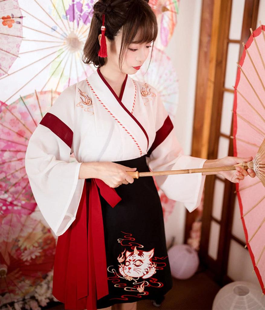 Strój japońskiej kapłanki marzeń, japoński strój szkolny kapłanki, [LanBuff] Kostium, Cosplay, Kokarda, Damski, Luźny, Uroczy, Ubrania, Styl, Halloween,