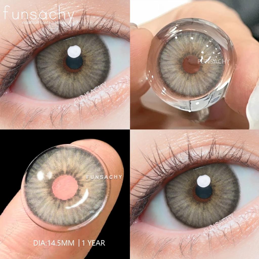 FUNSACHY 2 st Nya Färgglada Kontaktlinser för Ögon Koreansk Stil Mode Linser Y2k Blå Ögonlinser Colorcon Årlig Grå Ögonlins