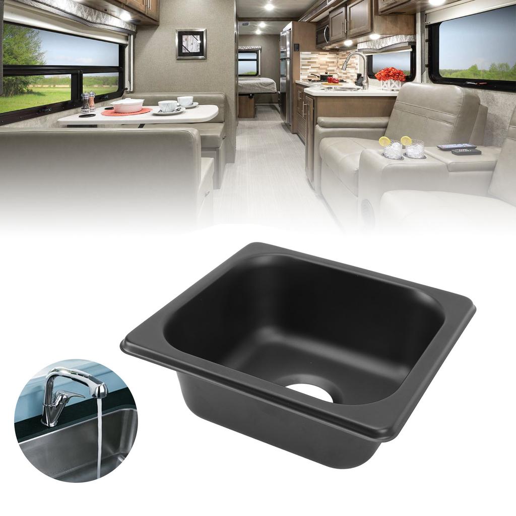 Camper Sink 175 X 160 X 70mm RV Sink 304 Stainless Steel Black Electroplated Drop in Bar Sink for Boat Caravan RV Camper
