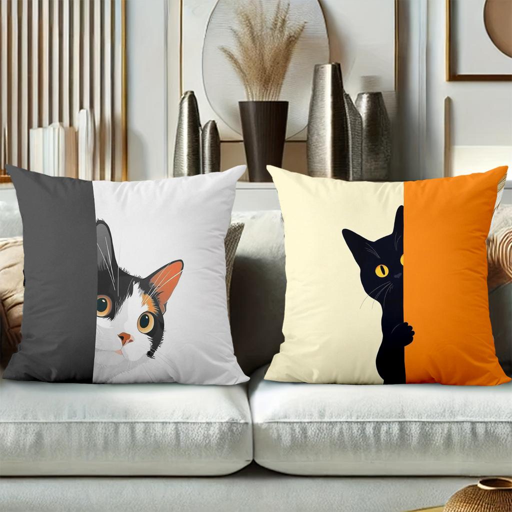 Anime Style Cat Pattern Decorative Cushion Covers Polyester pillowcase, sofa decorative cushion cov Headboard Pillow