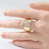 Classic Inlaid White CZ Women's Ring Aesthetic Gold Color Geometry Daily Wear Party Jewelry Anniversary Gift