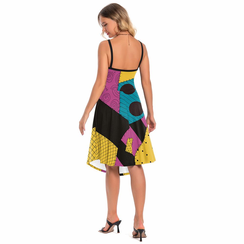 Adult Women Digital Printing Dress Halloween Cosplay Costumes School Stage Drama Show Performance Role Play Outfits