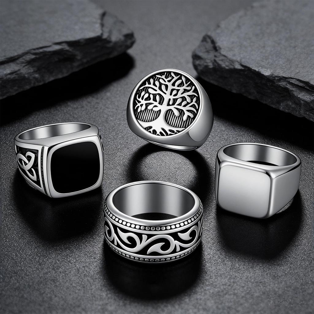Stainless Steel Celtic Triquetra Cast Ring for Men: European & American Style Finger Jewelry