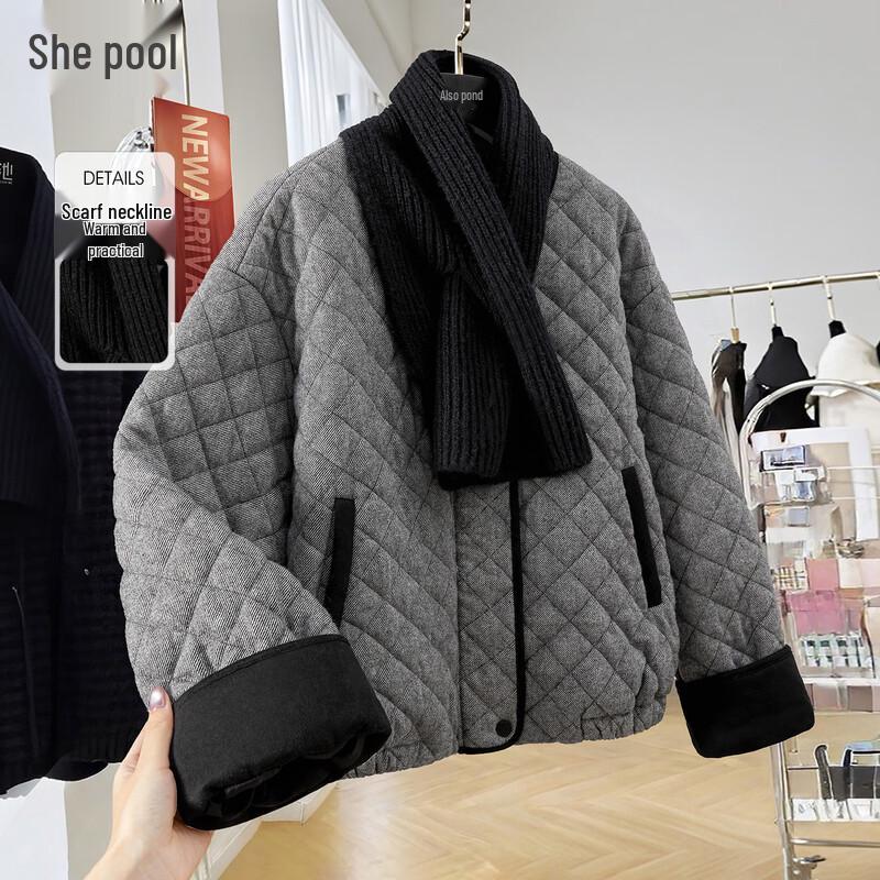 

Women s Merino Wool Blend Colorblock Quilted Jacket L