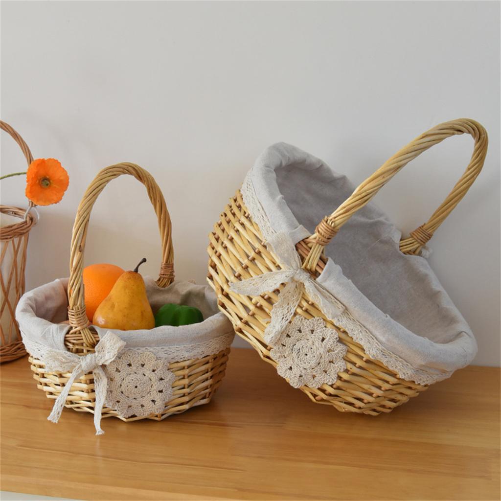 Multipurpose Willows Wicker Basket Portable for Groceries or Outdoor Activities Comfortable Handle Easy To Clean