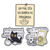 Latin Motivational Slogan Enamel Pins Black Cat Mirror Lion Brooches Cartoon Lapel Badges Spanish Self Love Quotes Jewelry Gift