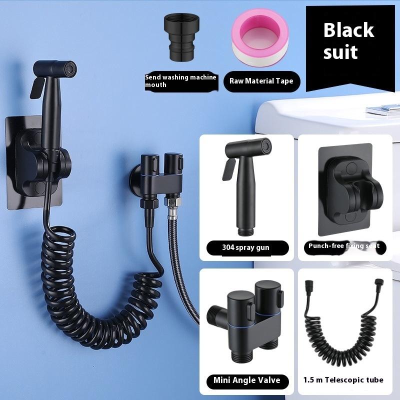 Bathroom Toilet Flush Spray Gun Faucet Women's Washing Device One in Two Out High Pressure Flusher Water Gun Bathroom Facilities