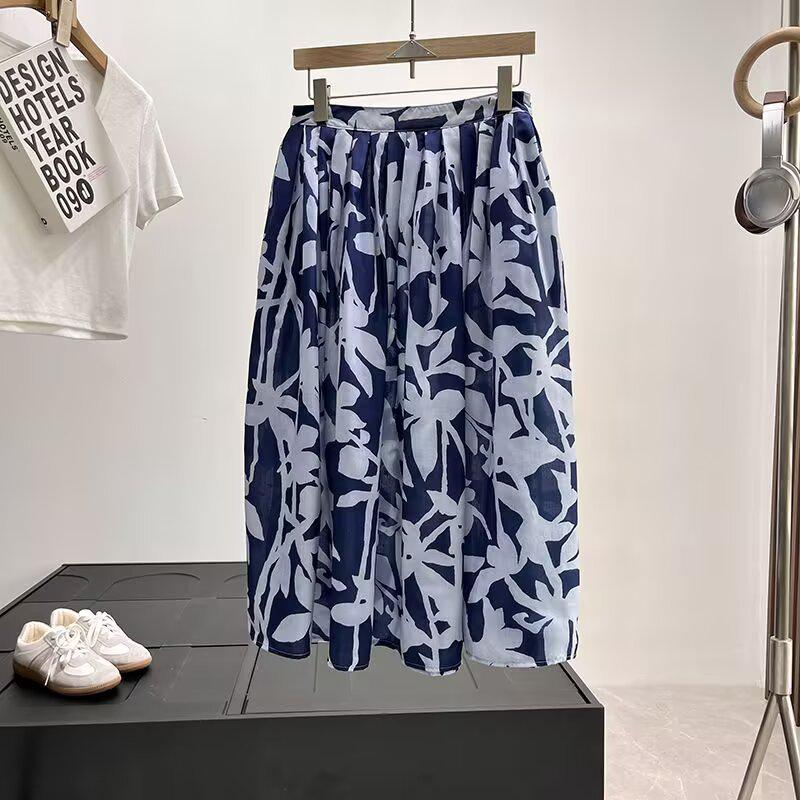 

Элегантная женская летняя юбка миди с принтом Extra Small синий