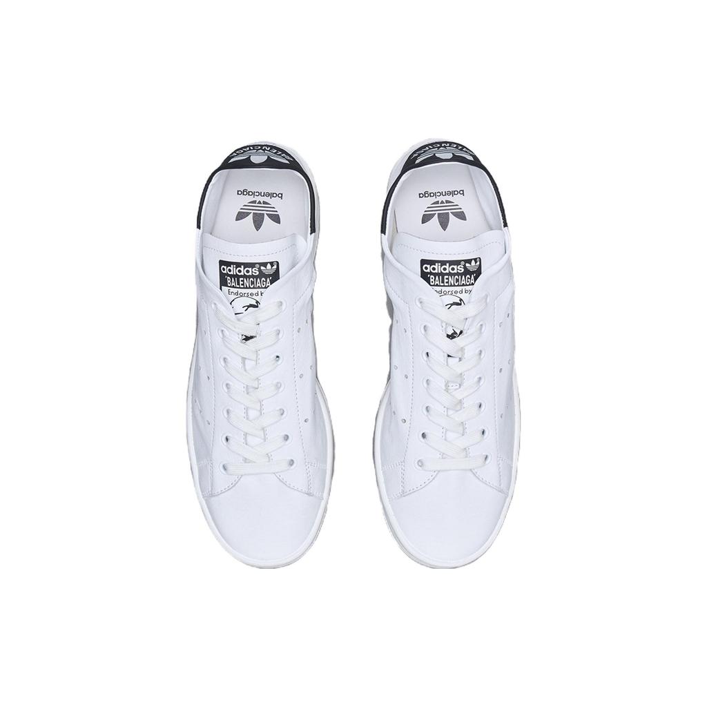 adidas Originals x Balenciaga STAN SMITH Resistente a Derrapagens Resistente à Abrasão Cano Baixo Tênis de Skate Feminino Branco Preto IF0374