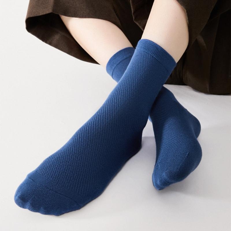 1/5Pairs Men's Running Ankle Socks Summer Mesh Crew Socks Casual Dress Socks Solid Color Breathable Bamboo Booties Socks