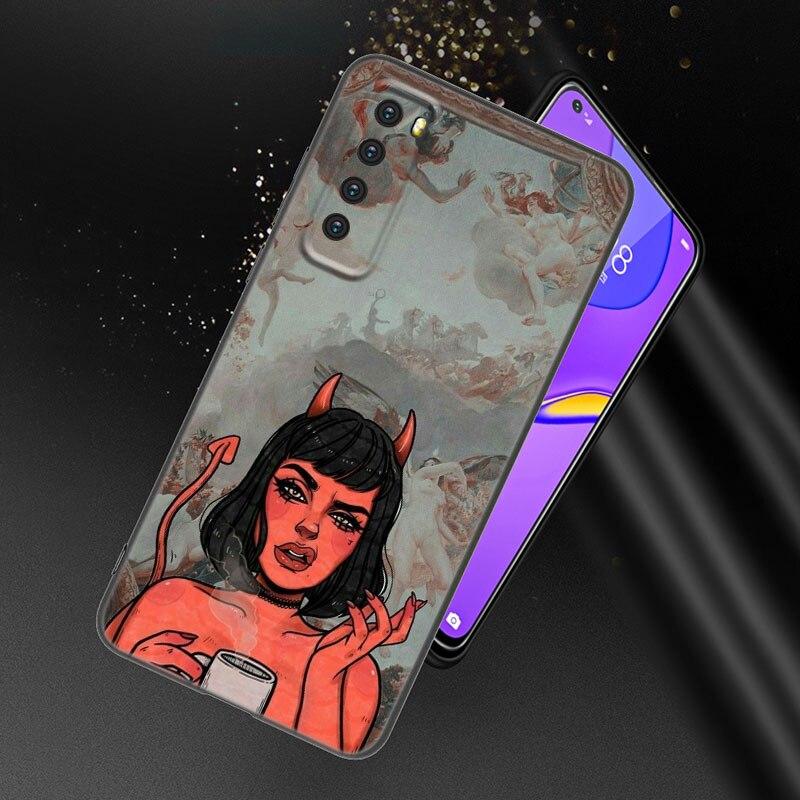 Aesthetic Devil Woman Phone Case For Huawei Honor 60 50 SE 30S Mate 30 20 10 Lite 40 Nova 9 8 Pro Y60 8i 7i 7SE 5T Premium Cover
