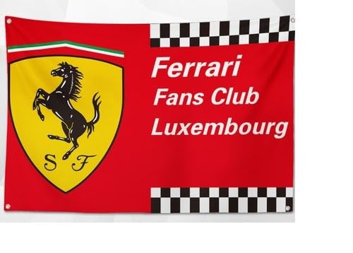 Ferrari Fan Club" Flag/Banner, approximately 90cm x 60cm, perfect for decorating your room or garage! American Goods & Car Racing