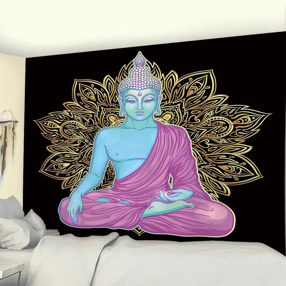Tapiserie cu statuie lui Buddha, cuvertură de pat, agățată pe perete, covoraș de plajă boem, fete de masă, decor pentru dormitor
