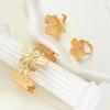 3Pcs/Set Fashion Metal Large Flower Splicing Bracelet for Women Trend Open Flowers Bangle Rings Sets Party Holiday Jewelry Gifts