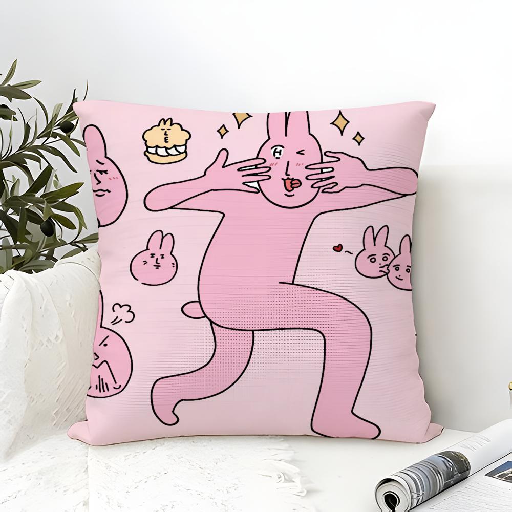 Cartoon Pink Funny Rabbit Friends Pillow Case linen pillow case sofa home decor cushion cover cushion cove