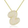 18K Gold 26-Letter Zircon Necklace with Copper Inlay