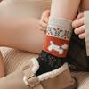 Ich Herbst- und Winter-Cartoon-Farbblock-Hund-Mädchensocken, Verdickte Wollsocken, Warme Socken, Wadenlange Socken, Retro-Outfits