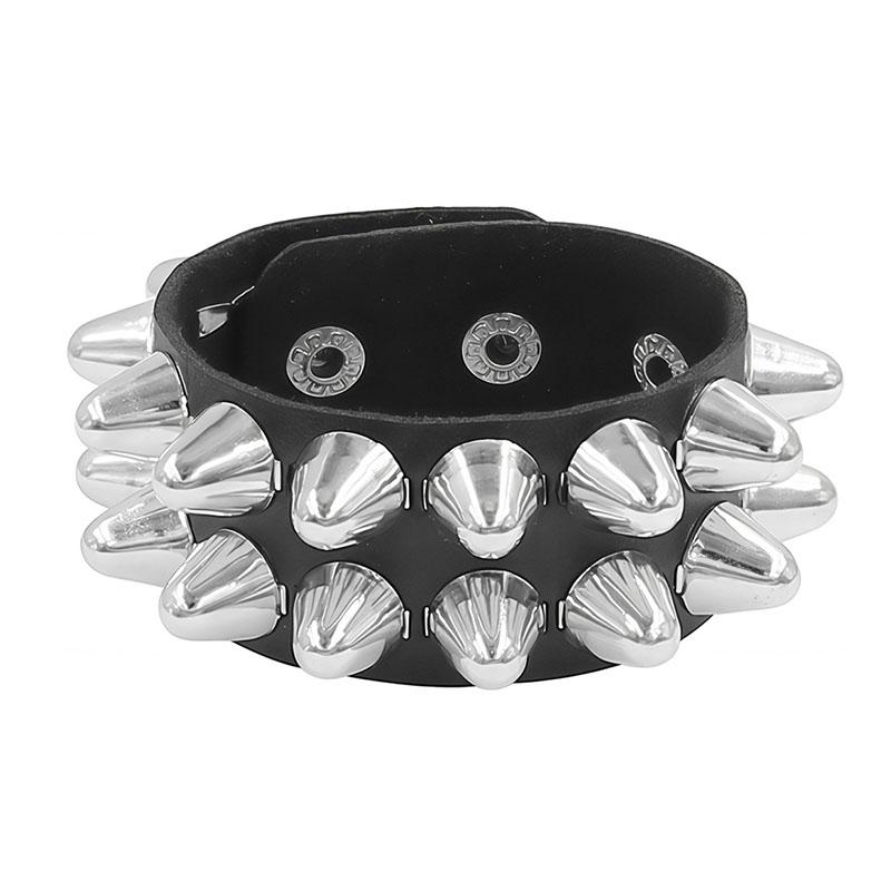 Punk Spike Stud Leather Bracelet Hip Hop Rock Wide Cuff Bangle Steampunk Hand  Classic Rivet Wristband Hand  New