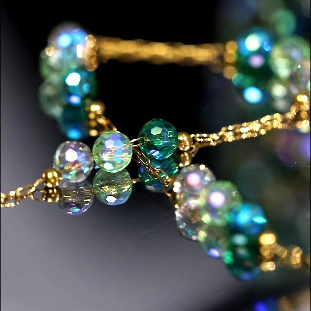 1Meter Stainless Steel Crystal Beading Chain Iridescence Transparent Beaded Body Chains for DIY Necklace Bracelet Jewelry Making