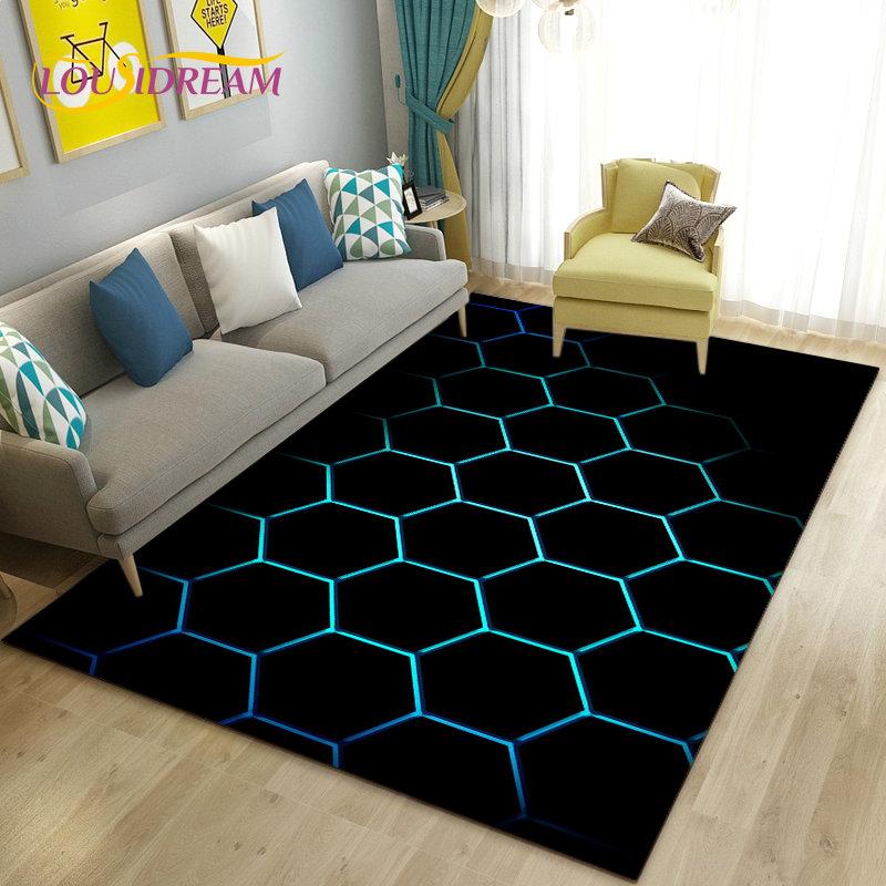 3D Abstract Geometric Optical Area Rug,Carpet Rug for Living Room Bedroom Sofa Doormat Kitchen Decoration,Kid Non-slip Floor Mat