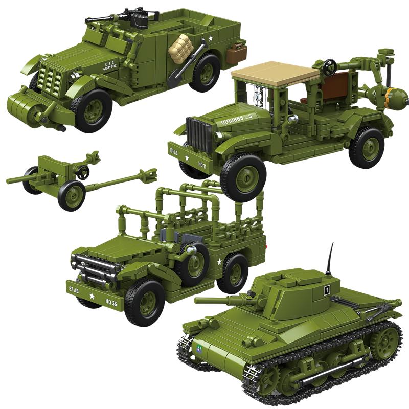 Ww2 Militare Esercito Americano Carro Armato Seconda Guerra Mondiale Carro Armato Blocchi da Costruzione M22 Locust Camion M6 Modello Auto Carro Armat