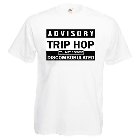 

Унисекс Белая Футболка Trip Hop Вы Можете Быть Дезориентированы Музыкальный Совет 100% Хлопок Мужские Футболки Топ S