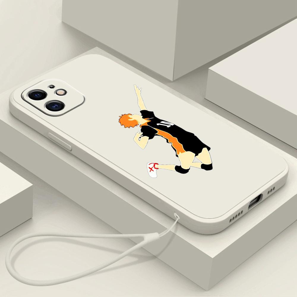 N69 Anime Haikyuu X Reader Art with Lanyard Silicone Straight Edge Phone Cases for Xiaomi Poco X5 Redmi Note 13 Pro 12C Realme Huawei Shockproof Cover