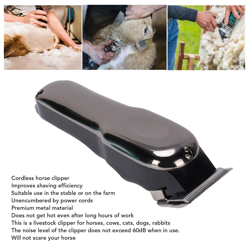 Horse Clipper Low Noise Horse Grooming Kit Alloy Cordless Livestock Clipper for Cow Cat Dog