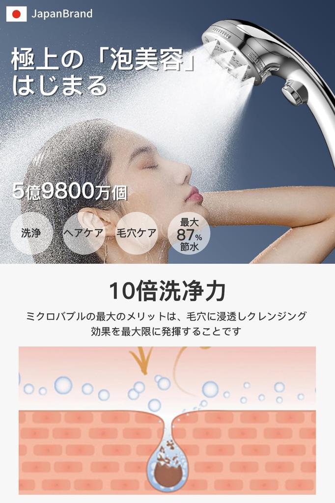 Shower Head Micro Nano Bubble Water Saving High Cleaning Power Water Stop At Hand Shower Head Pore Care Dirt Removal Beautiful Skin Moisturizing Mist
