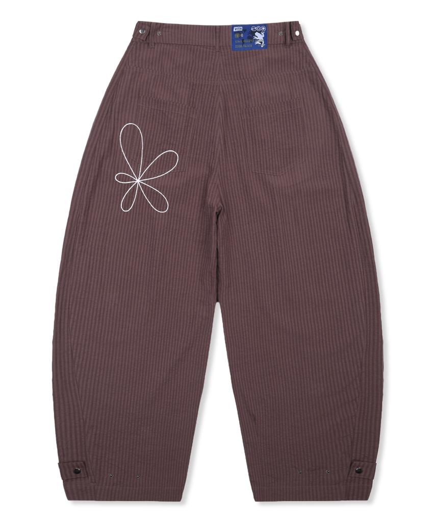 GLACK Gzp005 Cosmic Flower Seersucker Pants (Brown)