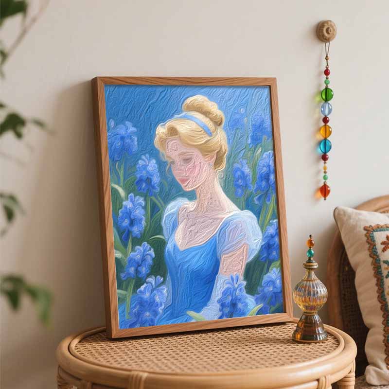 Disney Cinderella Blue Flower Oil Painting by Numbers Art Kit Home Decor Gift