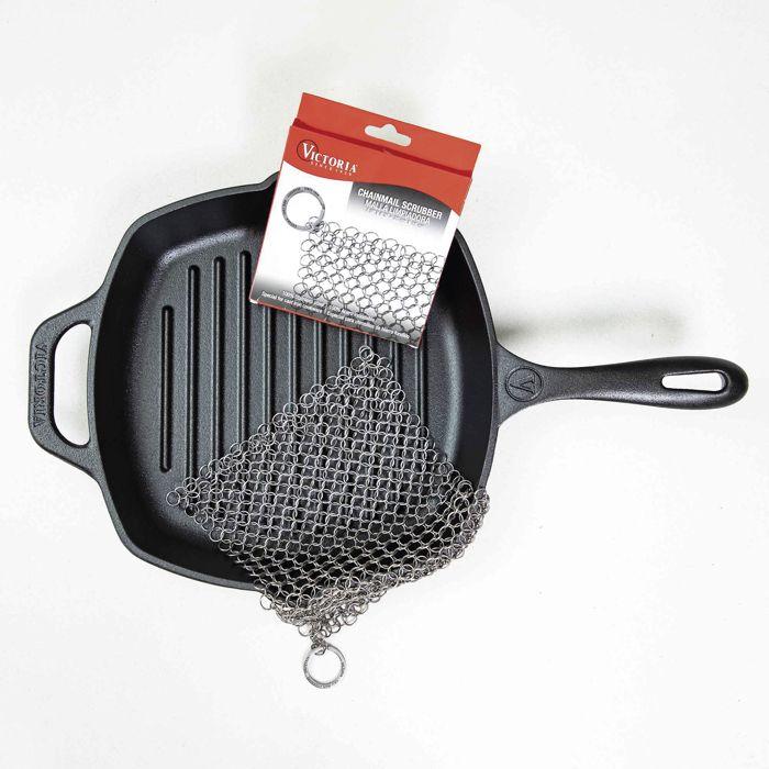 Nettoyeur de Fonte en Acier Inoxydable Récureur en Cotte de Mailles Victoria 32210 Acier inoxydable