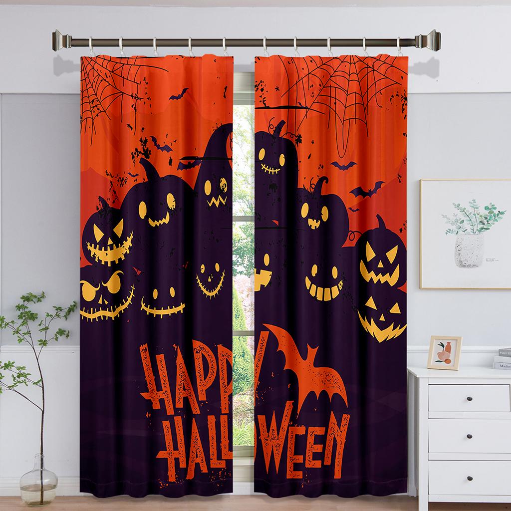 Fröhliches Halloween Schloss Kürbis Hexe Mond Fenstervorhang für Kinder Wohnzimmer Schlafzimmer Badezimmer Küche Tür Schrank Dekor Haken