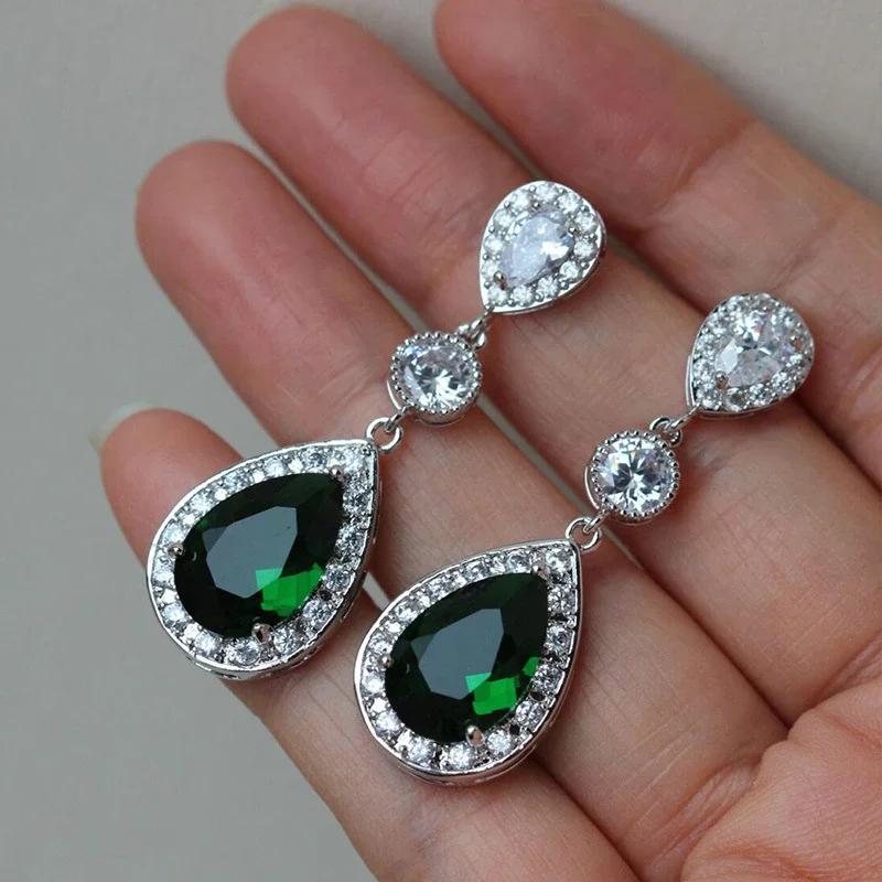Shiny Zircon Wedding Hanging Earrings with High Grade Temperament Geometric Cubic Zirconia  Quality Women's Luxury Jewelry