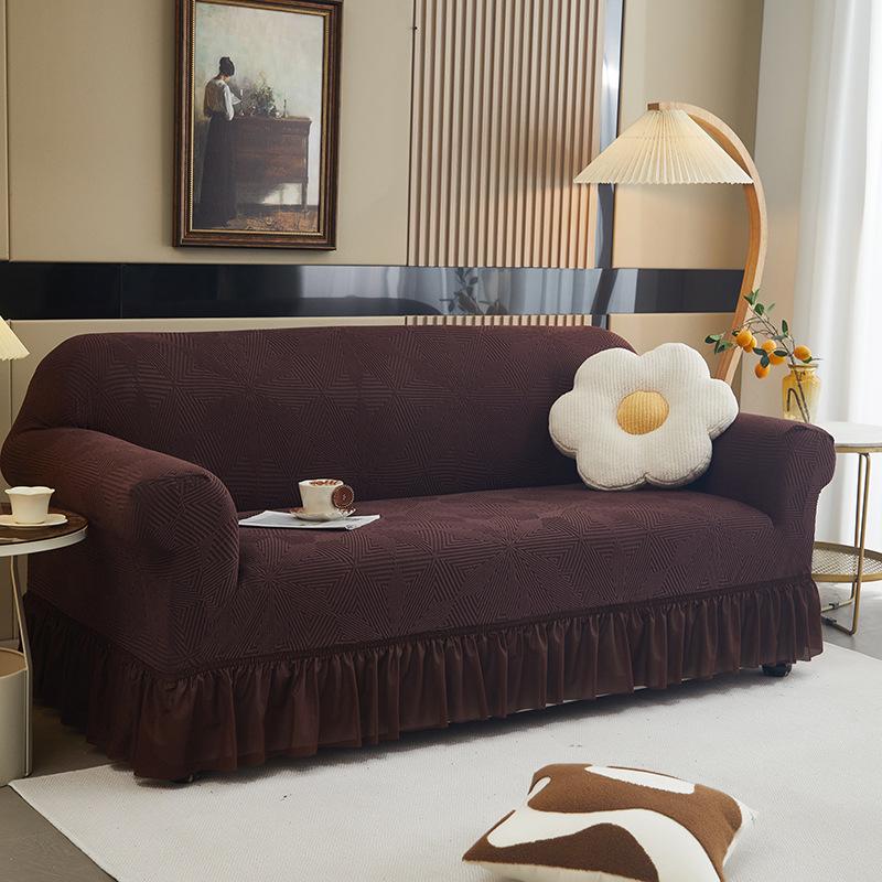 Supply High-Grade Skirt Hemming Sofa Cover Elastic All-Inclusive Four-Season Universal Sofa Protective Cover Solid Color