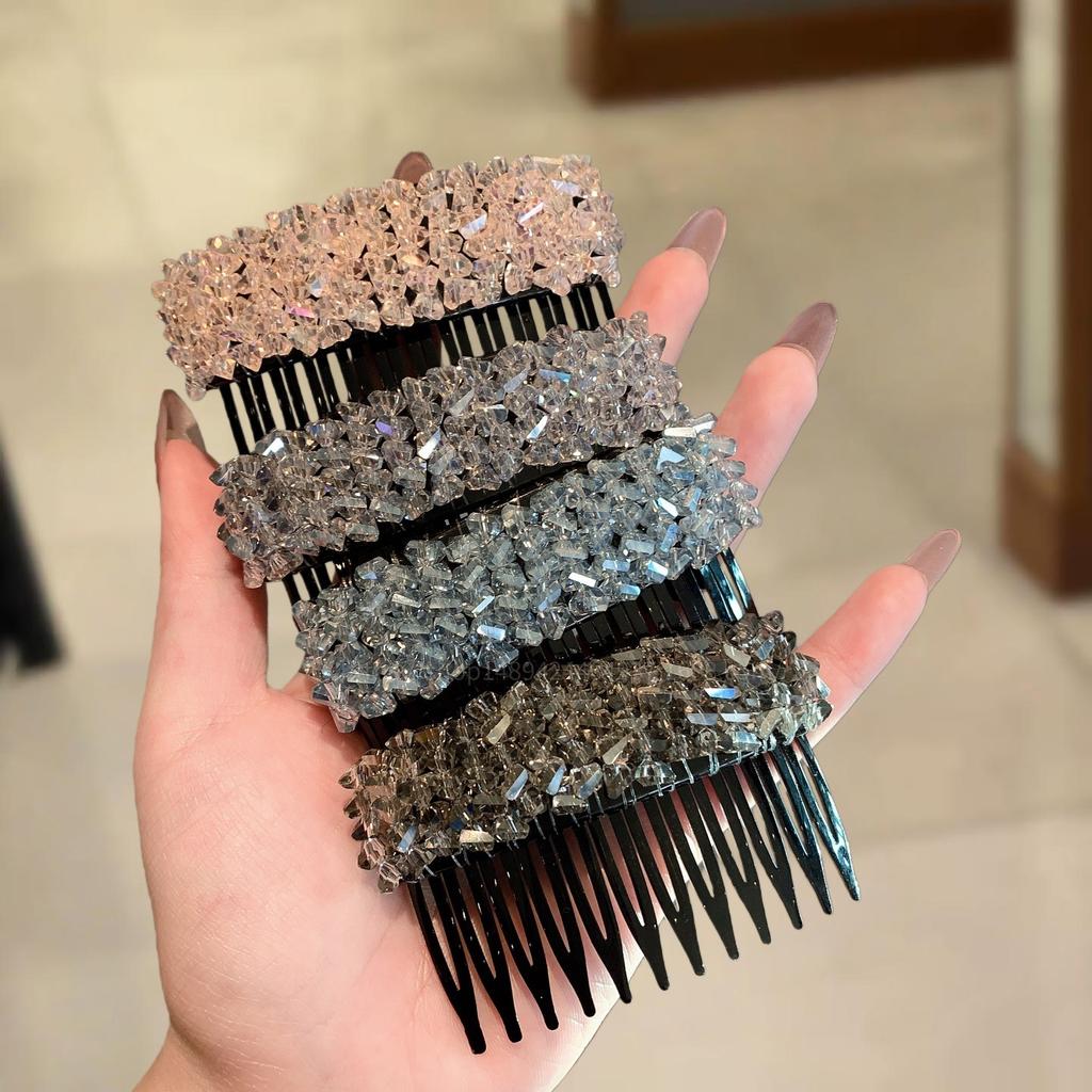 2026 New Korean Rhinestone Comb Hair Clip Broken Hair Artifact Shiny Invisible Hair Styling Accessory Teeth Headwear Girls
