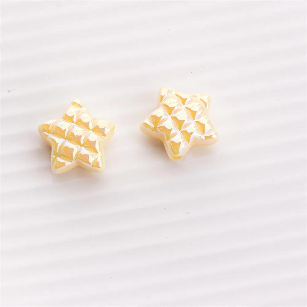 TX07 5Pcs Candy Waffle Pentagram Rhombus Love Pineapple Acrylic Charm Bead Handmade Straight Hole DIY Accessories Trend Bracelet