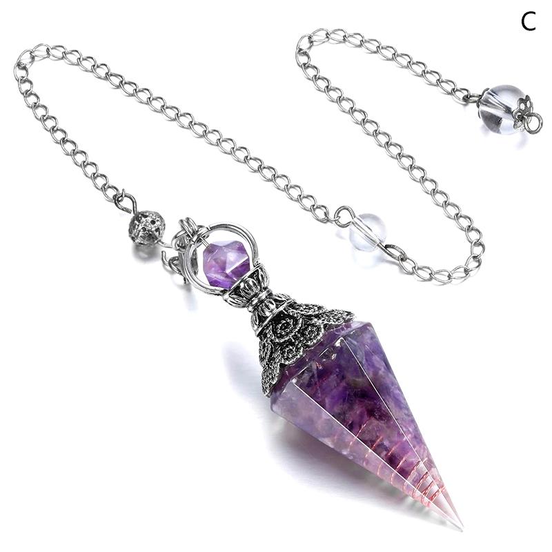 Natural 7 Chakra Healing Crystals Pendulum For Dowsing Divination Quartz Stone Pendulums Antique Reiki Pendant Jewelry