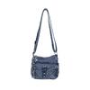 Retro Denim Crossbody Bag Multi Pocket Shoulder Purse with Star Decoration