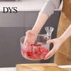 Kitchen Counter Organizer Clear Self Rinsing Berry Washing Bowl, Side Drain Spout And Spiral Convex Modern Fruit Storage Cleaning Container,