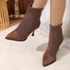 Pointed Toe Ankle Boots Women Shoes Dress New 2025 Winter Mid Heels Fashion Sexy Women Boots Party Elegant Pumps Zapatillas Lady