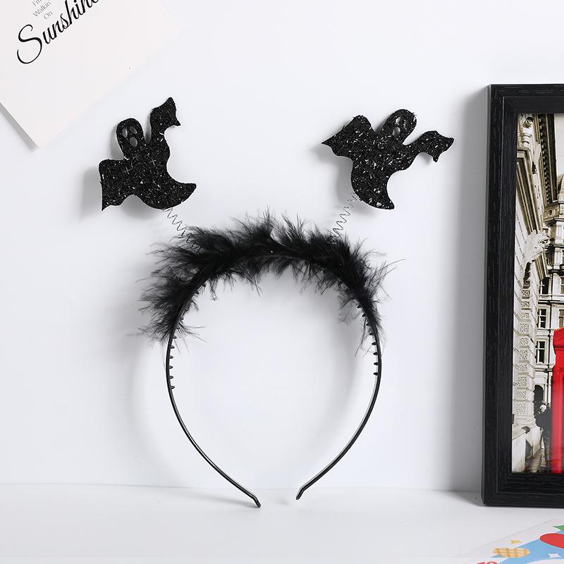Halloween Devil Horns & Bat Headband with Feathers - Party Decoration