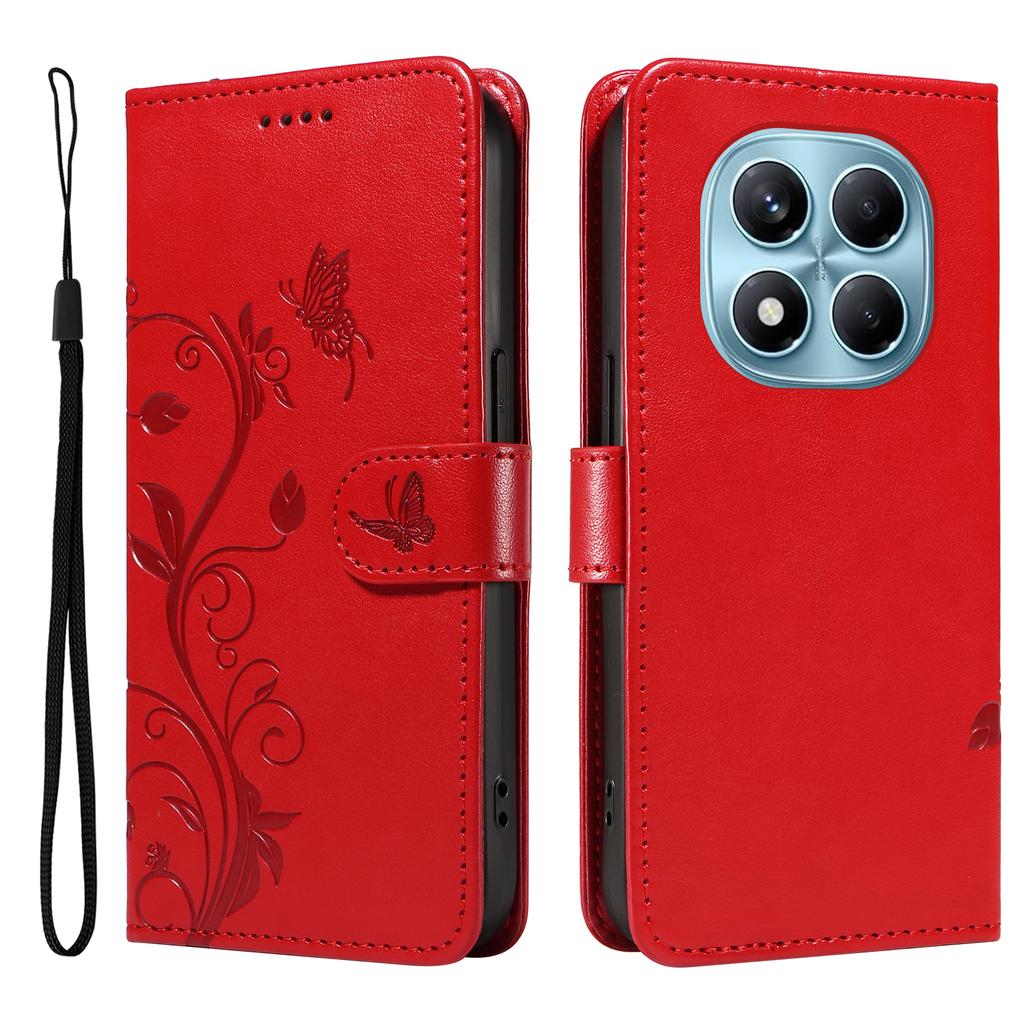 For Xiaomi Redmi Note 14 Pro 4G PU Leather Cases Flower Pattern Wallet Stand Phone Cover with Strap