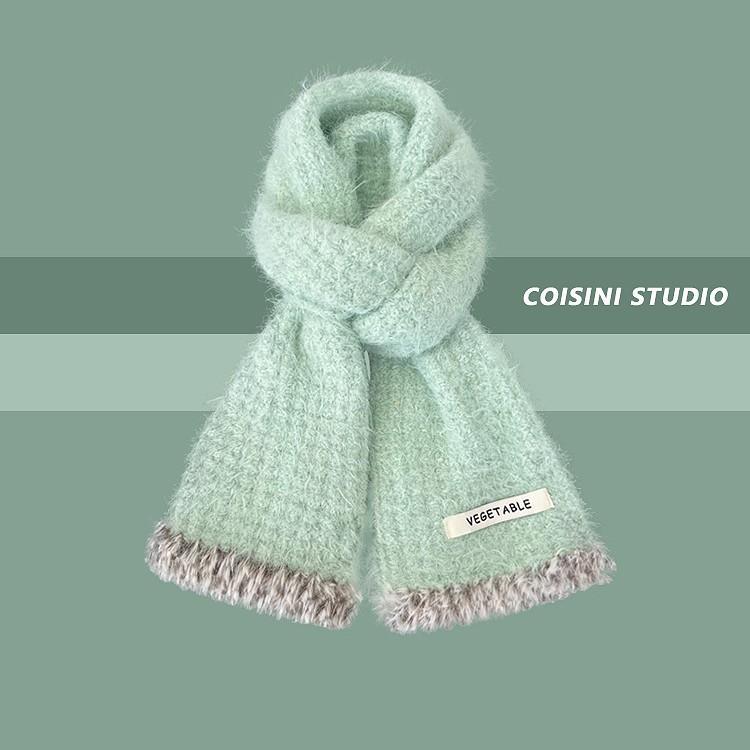 New Soft and Waxy Raw Edge Knitted Small Scarf for Women in Autumn and Winter Warm and Versatile Student Couple Woolen Scarf Trendy