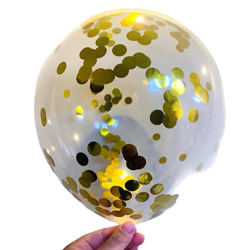 10" Gold Sequin Clear Latex Balloon for Parties & Events