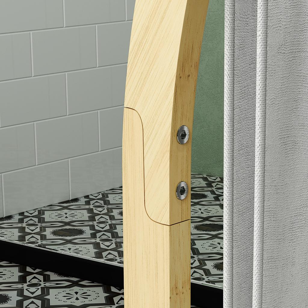 Bamboo Towel Rack 3 Bars With Storage Shelf For Bathroom And Laundry Natural Finish
